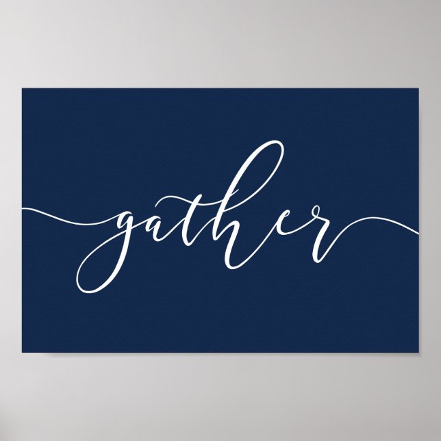 Gather Navy Blue Kitchenette Esszimmer Signaturpos Poster (Vorne)