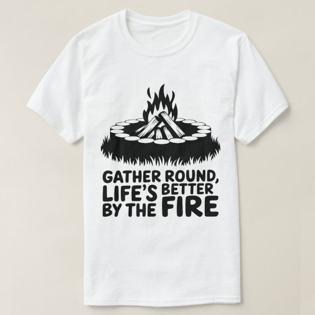 Gather Round Campfire Wilderness Camping Kunstwerk T-Shirt (Design vorne)