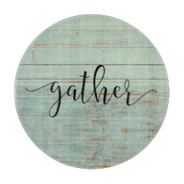 Gather Script Wood Sage Green Vintag Schneidebrett