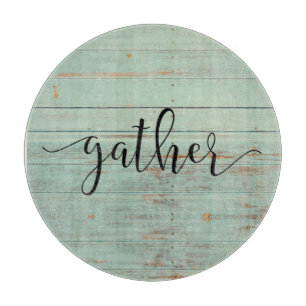 Gather Script Wood Sage Green Vintag Schneidebrett