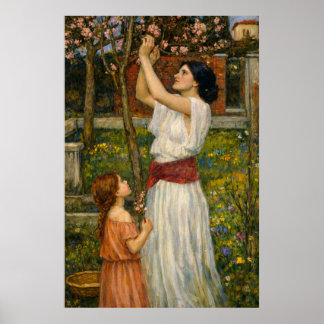 Gathering Almond Blossoms by Waterhouse Poster