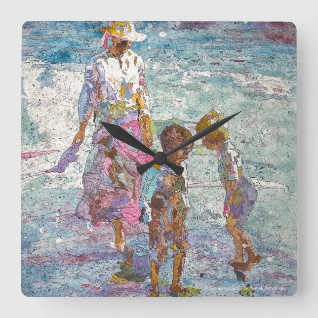 Gathering Light Quadratische Wanduhr (Vorderseite)