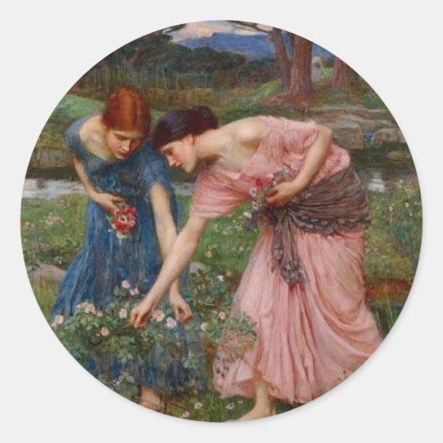 Gathering Rosebuds Runder Aufkleber (Vorderseite)
