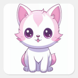 Gatinho Kawaii Quadratischer Aufkleber