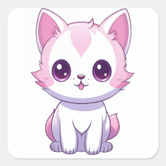 Gatinho Kawaii Quadratischer Aufkleber