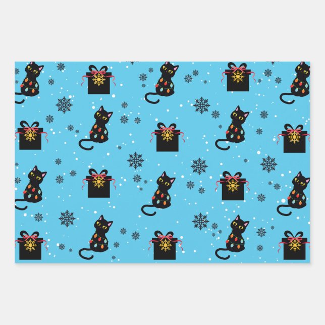 Gatito Cat - Weihnachtswrapping Paper Geschenkpapier Set (Vorderseite)
