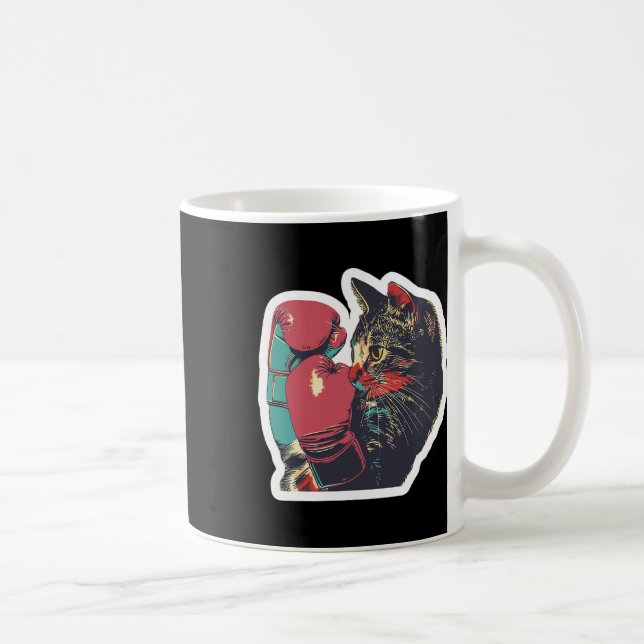 Gatito de Boxeo Cool Boxer Cat Boxing Handschuhe u Kaffeetasse (Rechts)