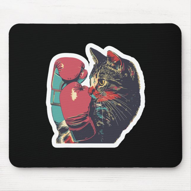 Gatito de Boxeo Cool Boxer Cat Boxing Handschuhe u Mousepad (Vorne)