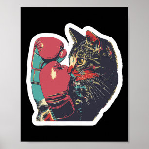 Gatito de Boxeo Cool Boxer Cat Boxing Handschuhe u Poster