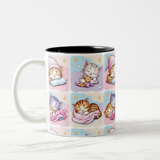 Gatito de Sueños Two-Tone Coffee Mug Zweifarbige Tasse (Links)