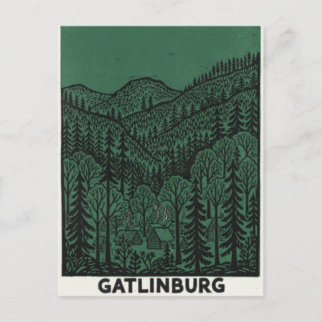 Gatlinburg-Linienzeichnung Postkarte (Vorderseite)