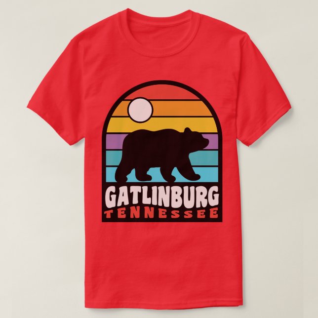 Gatlinburg Tennessee Abzeichen Retro Sunset T-Shirt (Design vorne)