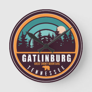 Gatlinburg Tennessee Bär Smoky Mountains Runde Wanduhr