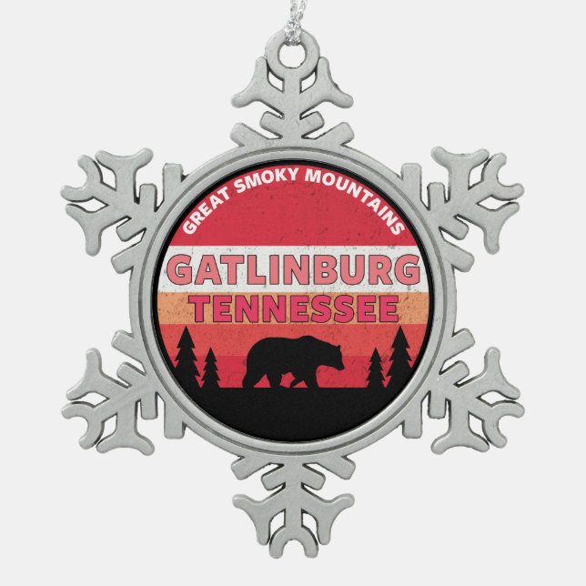 Gatlinburg Tennessee Great Smoky Mountains Schneeflocken Zinn-Ornament (Vorderseite)