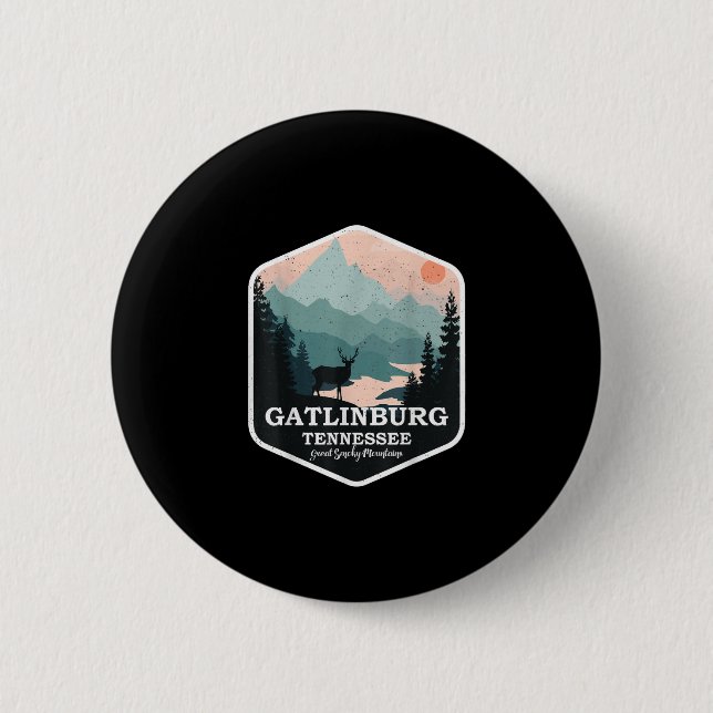 Gatlinburg Tennessee Große rauchige Berge Wandern Button (Vorderseite)