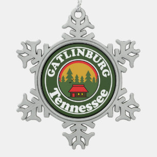 Gatlinburg Tennessee Große Smokies Schneeflocken Zinn-Ornament