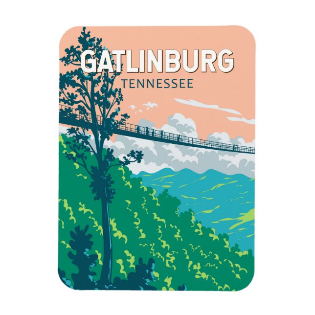 Gatlinburg Tennessee Illustration Kunst, Dichtung  Magnet (Vertikal)