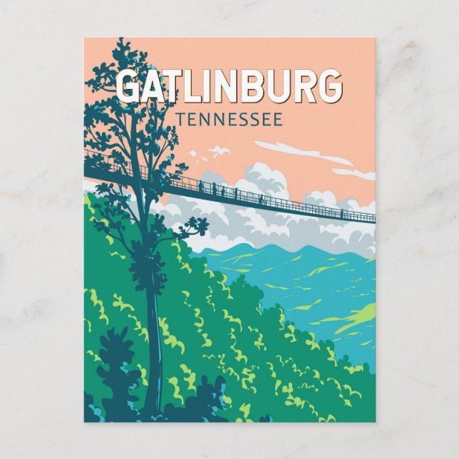 Gatlinburg Tennessee Illustration Kunst, Dichtung  Postkarte (Vorderseite)