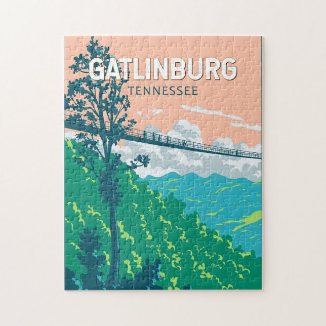 Gatlinburg Tennessee Illustration Kunst, Dichtung  Puzzle (Vertikal)