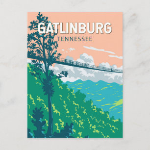 Gatlinburg Tennessee Illustration Reise Kunst Postkarte