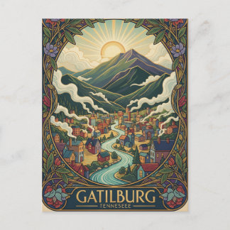 Gatlinburg Tennessee Illustration Vintage-Design Postkarte