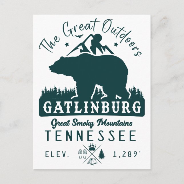 Gatlinburg Tennessee Minimalistisches Camping Souv Postkarte (Vorderseite)