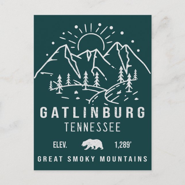 Gatlinburg Tennessee Minimalistisches Camping Wand Postkarte (Vorderseite)