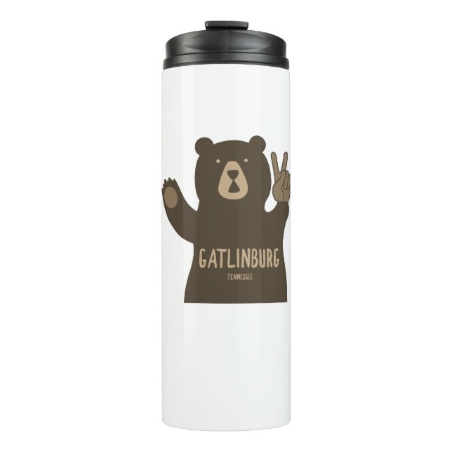 Gatlinburg Tennessee Peace Bear Thermosbecher (Vorderseite)