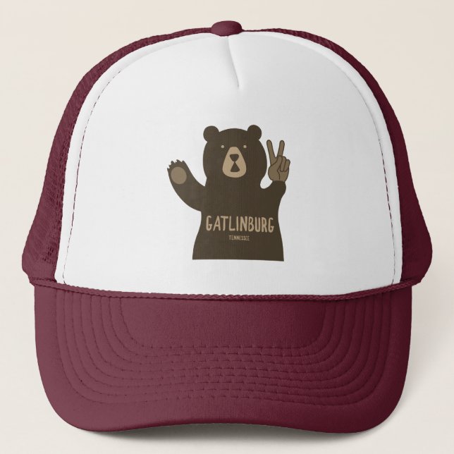 Gatlinburg Tennessee Peace Bear Truckerkappe (Vorderseite)