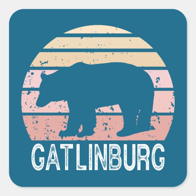 Gatlinburg Tennessee Retro Bear Quadratischer Aufkleber (Vorderseite)