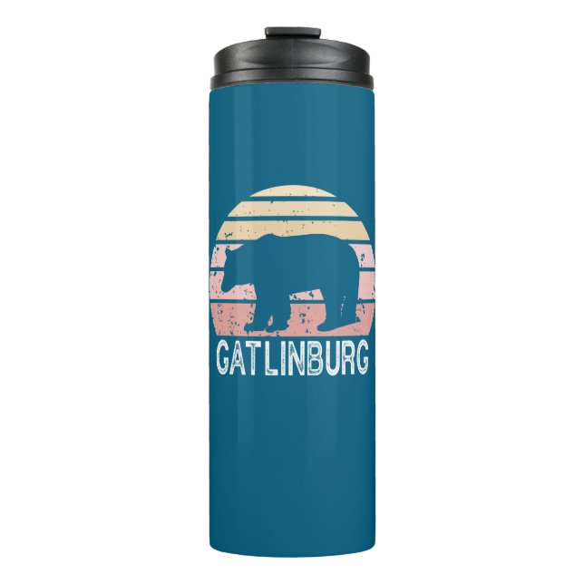 Gatlinburg Tennessee Retro Bear Thermosbecher (Vorderseite)