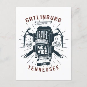 Gatlinburg Tennessee Rucksack-Ausrüstung Retro-Rei Postkarte