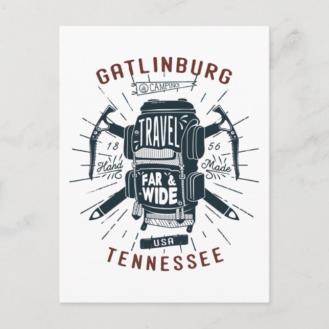 Gatlinburg Tennessee Rucksack Gear Retro Travel Postkarte (Vorderseite)