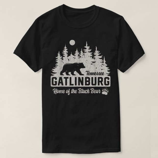 Gatlinburg Tennessee Schwarzer Bär Grosses Smoky-G T-Shirt (Design vorne)