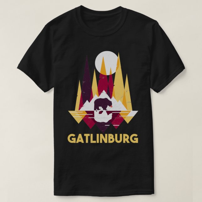 Gatlinburg Tennessee TN Great Smoky MOuntains Blac T-Shirt (Design vorne)