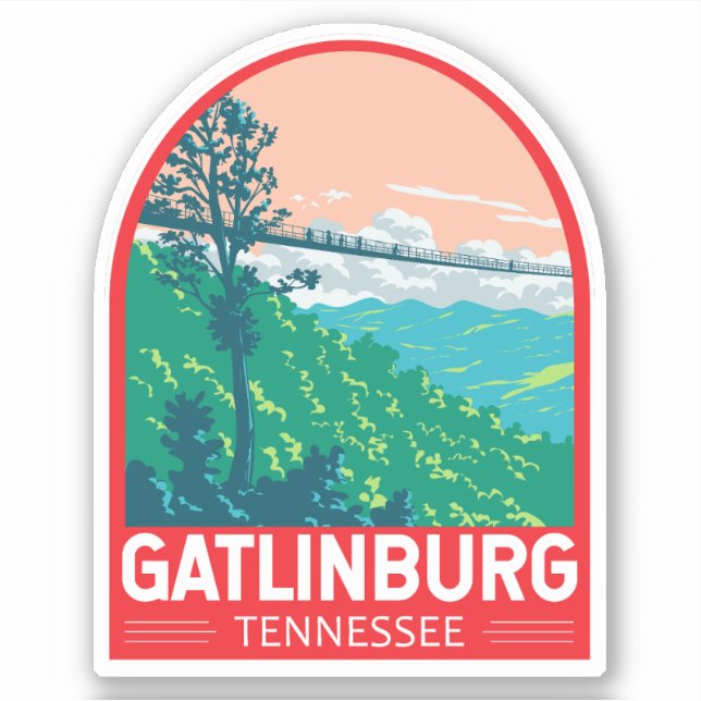 Gatlinburg Tennessee Travel Art Emblem Aufkleber (Vorderseite)