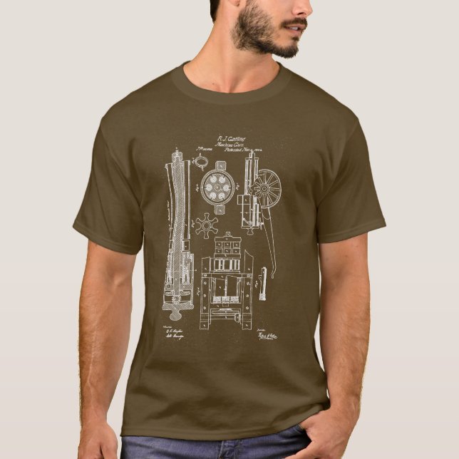 Gatling Gewehr US-Patent T-Shirt (Vorderseite)