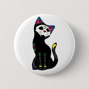 "Gato Muerto" Dia De Los Muertos Cat Button