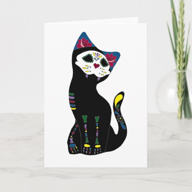 "Gato Muerto" Dia De Los Muertos Cat Karte (Vorderseite)