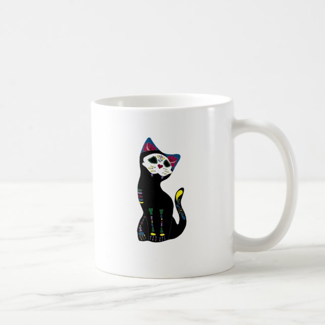 "Gato Muerto" Dia De Los Muertos Cat Tasse (Rechts)
