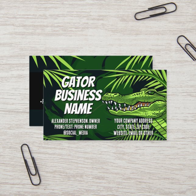 Gator Business Cards Alligator Logo Contractor Visitenkarte (Vorderseite/Rückseite Beispiel)