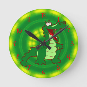 Gator Cartoon Clock Runde Wanduhr