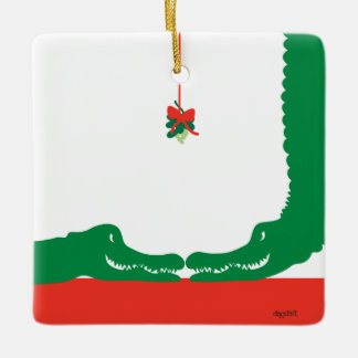 Gator Christmas Kiss Keramikornament