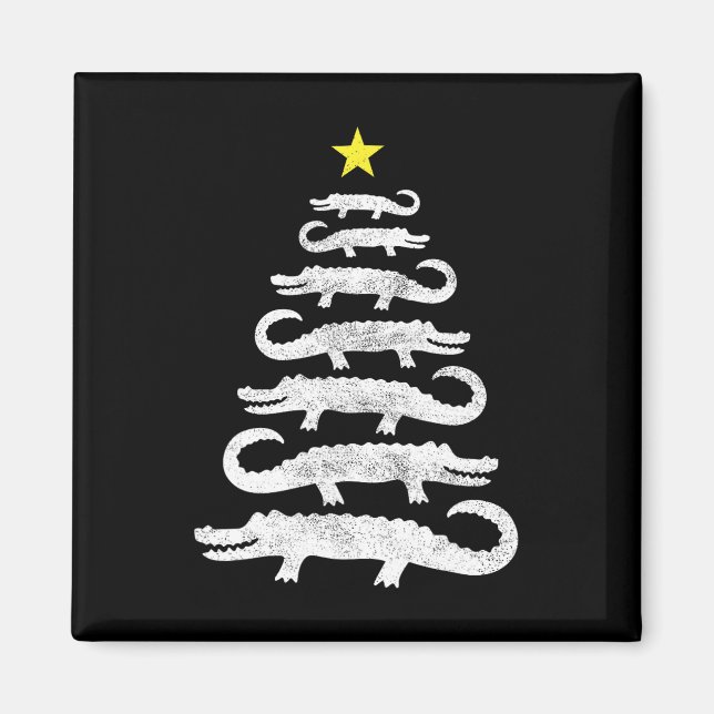 Gator Christmas Tree Wild Alligator Xmas Funny A Magnet (Vorne)