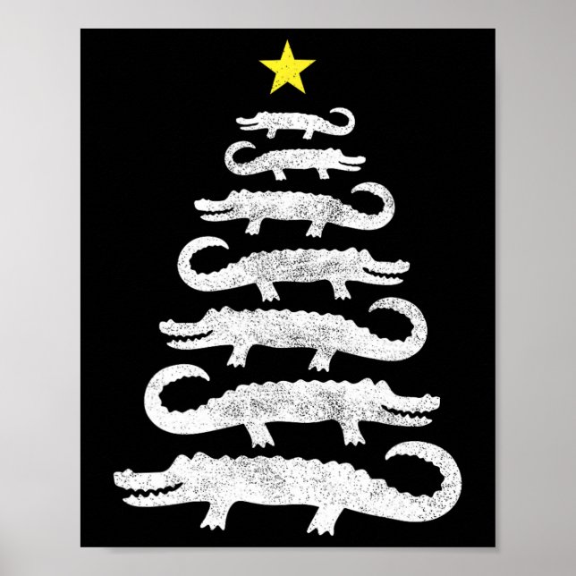 Gator Christmas Tree Wild Alligator Xmas Funny A Poster (Vorne)