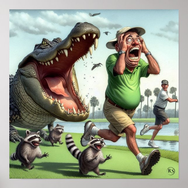 Gator Hazards - Golf Art Print Poster (Vorne)
