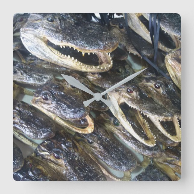 Gator Head Clock Quadratische Wanduhr (Vorderseite)