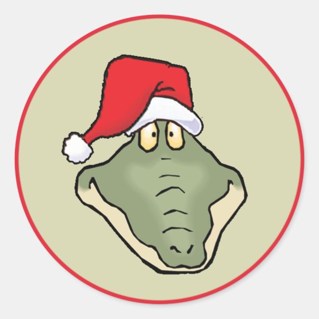 Gator Head Santa Runder Aufkleber (Vorderseite)