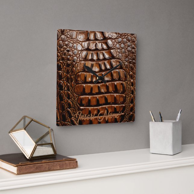 Gator Textur Quadratische Wanduhr (Büro)