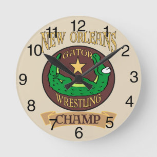 Gator Wrestling Champ,New Orleans Runde Wanduhr
